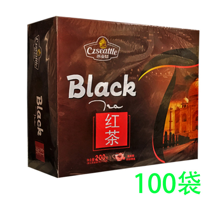 100袋 西亚图红茶精选红茶包办公休闲奶茶店袋泡茶包独立装200g - 图0