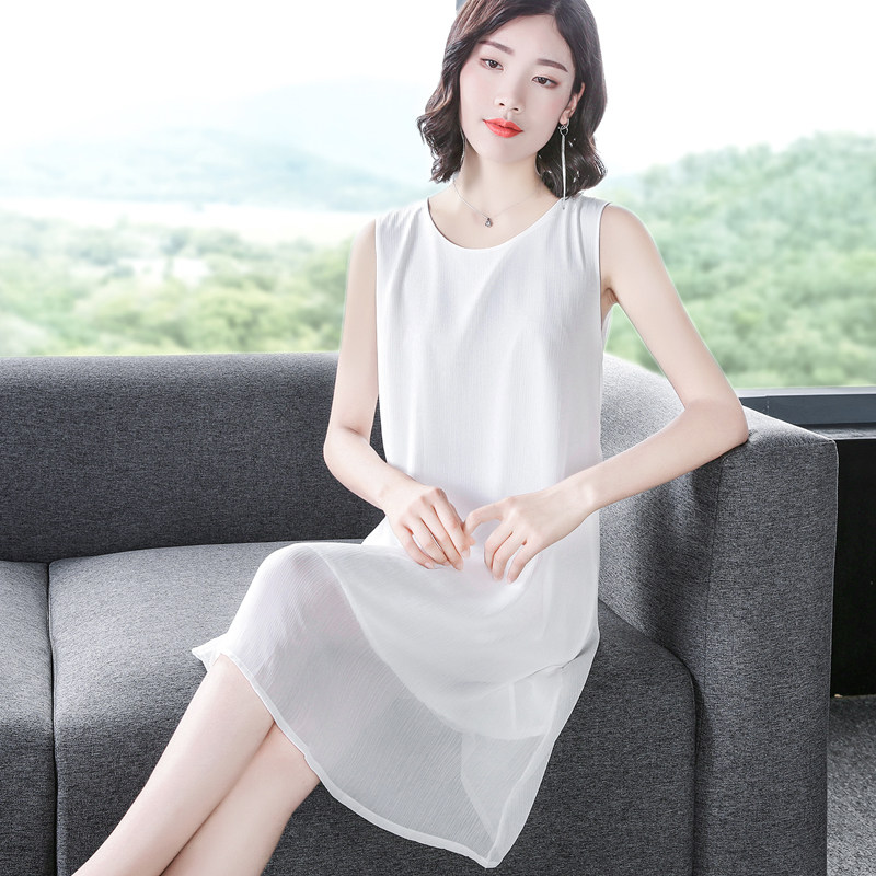 清仓捡漏雪纺吊带裙女夏中长款内搭打底宽松外穿无袖背心裙连衣裙