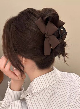 立体充棉蝴蝶结抓夹女高级感后脑勺盘发夹鲨鱼夹高马尾夹半扎发抓