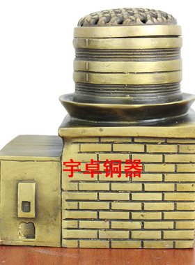 黄铜灶台蒸蒸日上摆件工艺品