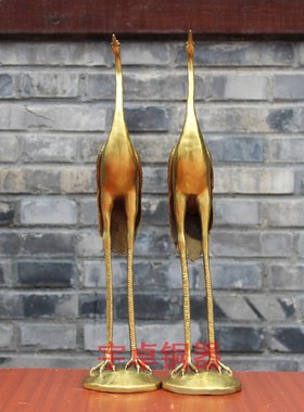宇卓铜器纯铜丹顶鹤黄铜丹顶鹤仙鹤一对工艺品桌面摆件