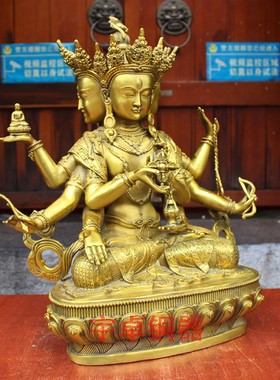 尊胜佛母黄铜三面八臂