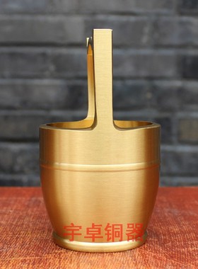 聚宝盆纯铜质挂摆件聚宝盆一桶金黄米缸存钱罐扁担水桶