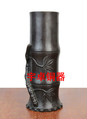 宇卓铜器纯铜香筒黄铜香筒竹节香筒 节节高香筒 铜香筒 香插 摆件