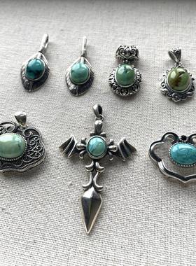 吊坠绿松石纯银天然原矿无优化