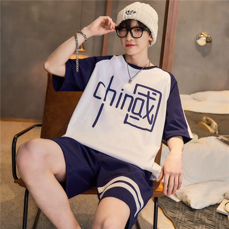 青少年男孩夏季短袖纯棉12 15睡衣 努比努米睡衣/家居服套装