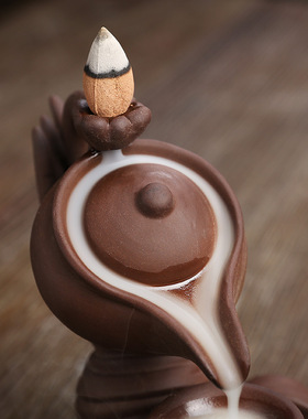 跨境新品佛手悬壶高冲回流香炉 创意茶壶倒流檀香炉家居饰品摆件