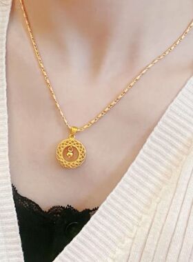 竹节链花丝网格转运珠平安项链