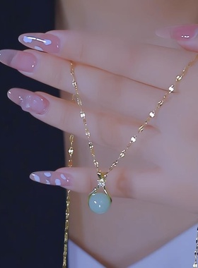 绿色福袋相思豆钱袋项链锁骨链