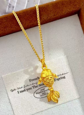 镂空花丝锦鲤摆尾好运鲤鱼锁骨链