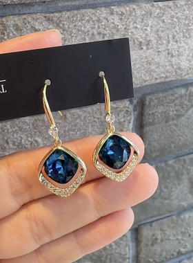 水晶瓜子链女项链蓝色几何