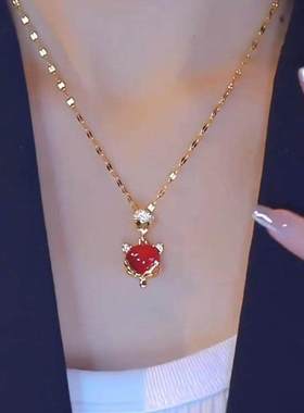 珠珠瓜子链小狐狸项链红色气质