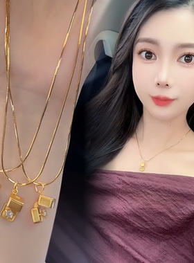 古法镶嵌锆石金色戒指盒玉米链吊