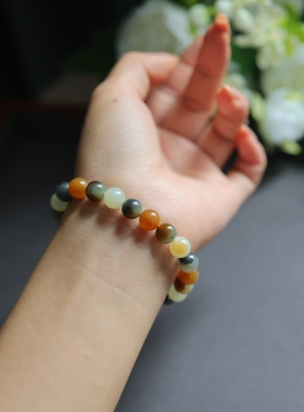 楼兰三色新疆和田玉手串8mm