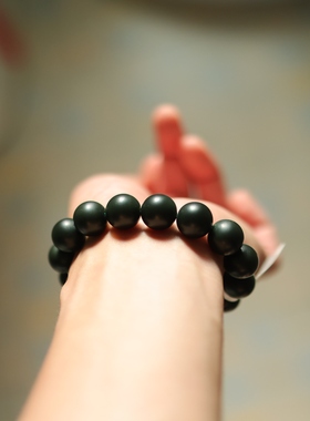 新疆塔青手串和田玉青玉珠串14mm