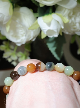 新疆和田玉手串楼兰三色8mm