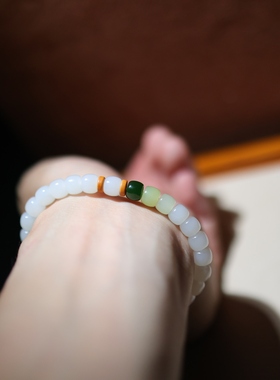 和田玉直切珠手串羊脂白玉