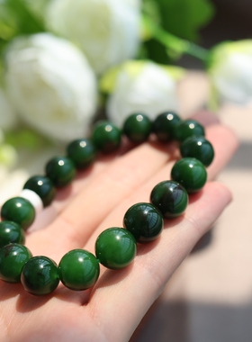 俄罗斯碧玉老坑料聚红皮手串12mm