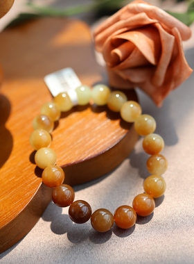 新疆和田玉且末金山糖手串10mm