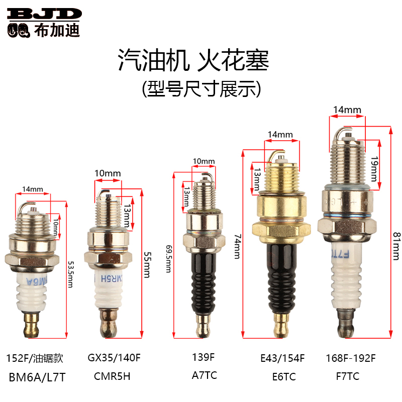 汽油发电机配件增程器152F168F170F190F139F140F火嘴油锯火花塞 - 图0