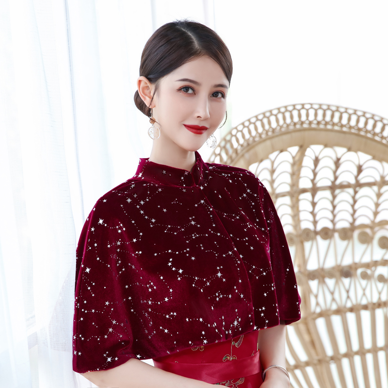 春秋披肩配外搭妈妈新款立领开衫 喜之源围巾/丝巾/披肩