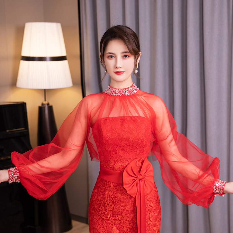 婚纱纱新娘超仙高级感薄款手工披肩 喜之源围巾/丝巾/披肩