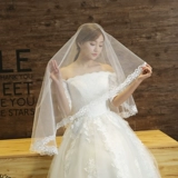 Корейская кружевная короткая фата невесты, аксессуар для волос, в корейском стиле