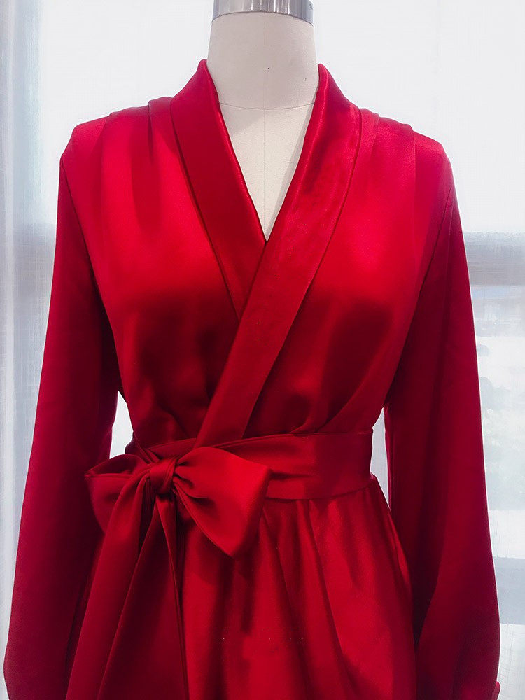 新娘独特结婚睡袍红色长款闺蜜晨袍 佩瑞缇睡袍/浴袍