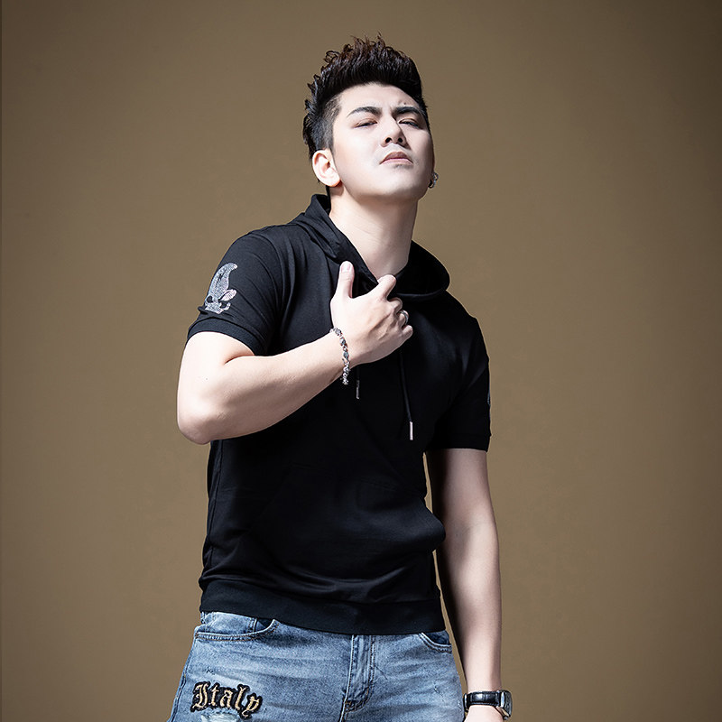 bm男士外星人烫钻印花连帽短袖卫衣 布莱迪梅尔维拉T恤