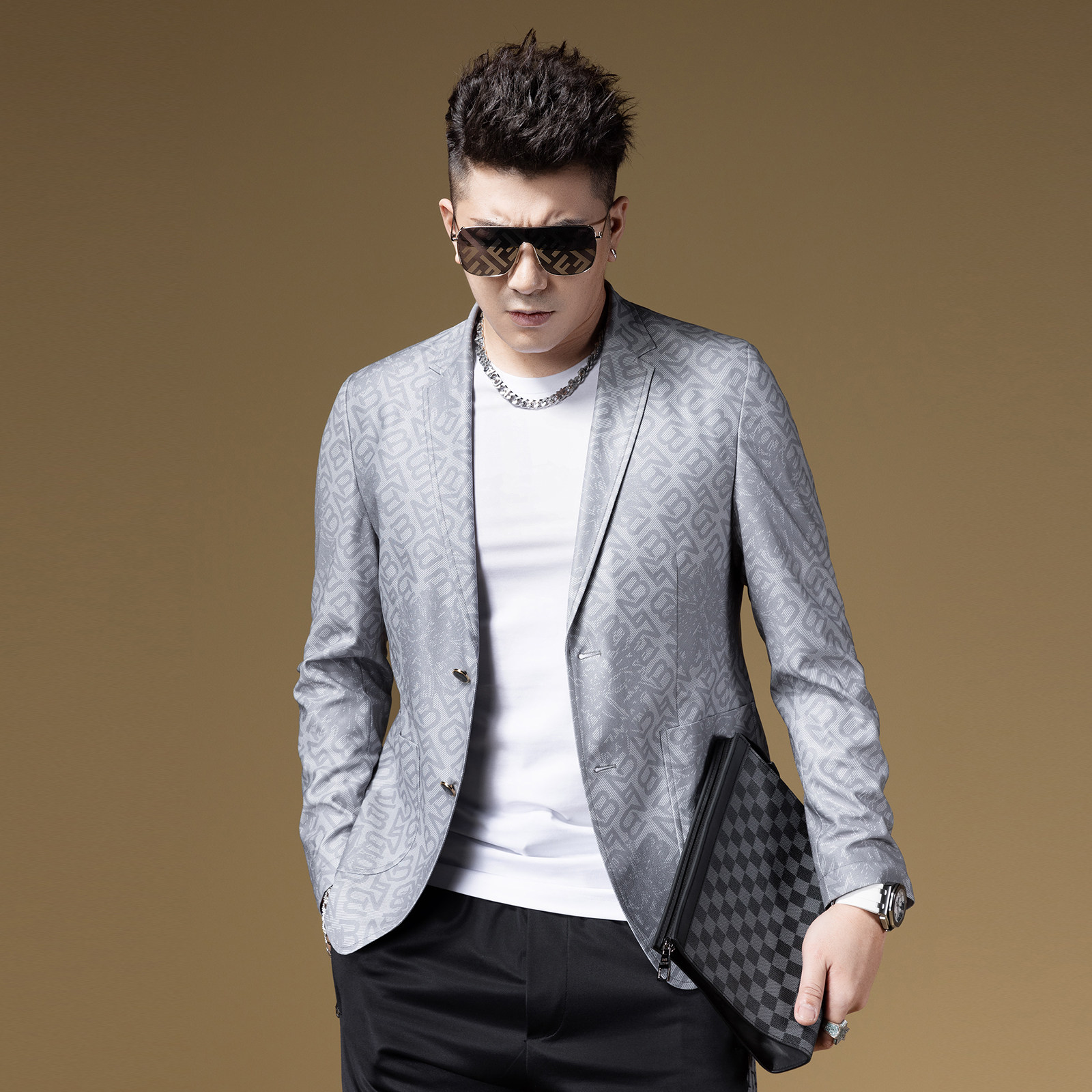 BM字母印花高级感炸街西装男便单西外套潮流休闲西服男装2023新款,淘宝优惠券,粉丝福利购,淘宝优惠卷