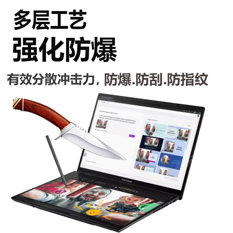 适用2024款华硕灵耀Zenbook DUO笔记本电脑贴膜14寸灵耀14双屏幕膜AI主屏副屏保护膜UX8406MA触控屏非钢化膜-图2