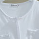 ຜ້າຝ້າຍ Bamboo loose pure white style Korean pocket short sleeve pocket