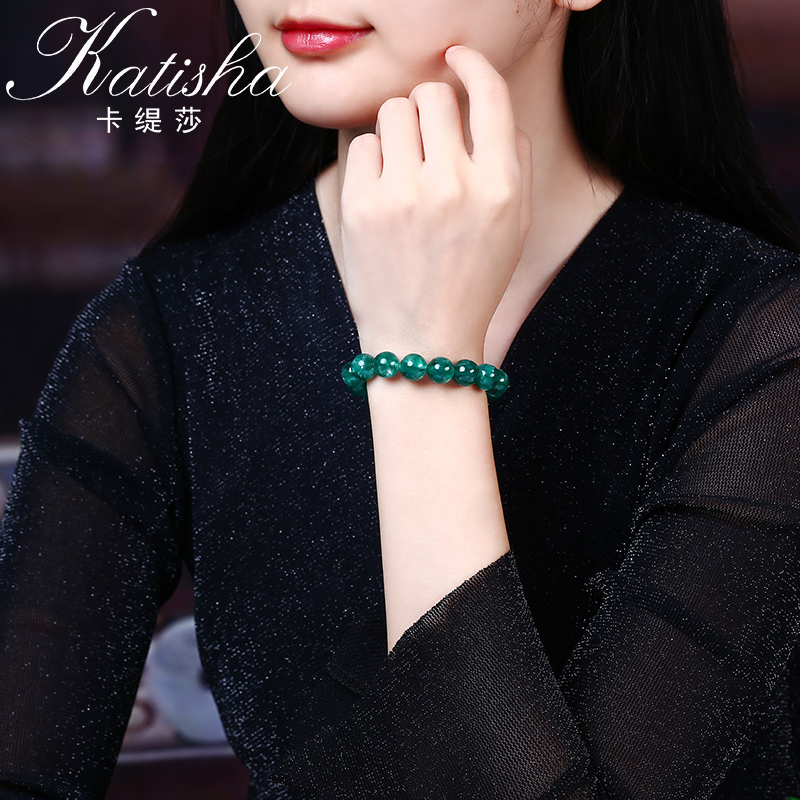 卡缇莎美国祖母晶手链女男款祖母绿色锂云母手串青龙云母情侣手饰 卡缇莎美国祖母晶手链女男款祖母绿色锂云母手串青龙云母情侣手饰