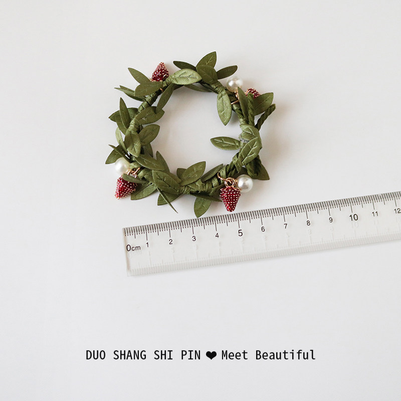 树藤森系手工头绳女草莓珍珠发圈气质韩国可爱高级感皮套马尾发绳,淘宝优惠券,粉丝福利购,淘宝优惠卷