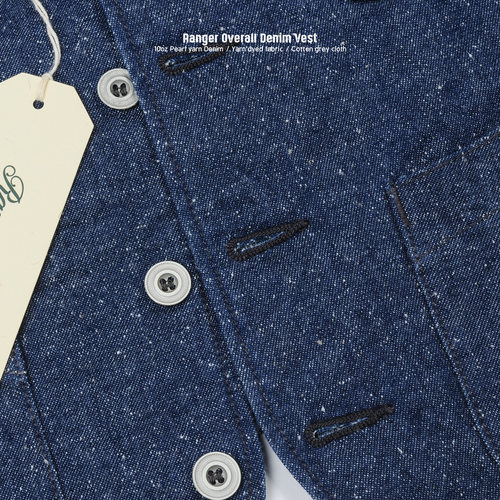 Ranger Overall 雪花牛仔四袋美式复古 马甲 纯棉 咔叽工装背心马 - 图0