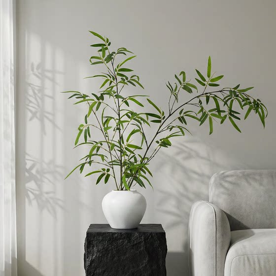Bamboo simulated green plant ornaments, high-end realistic new Chinese Zen ornaments, entrance tea room display space decoration