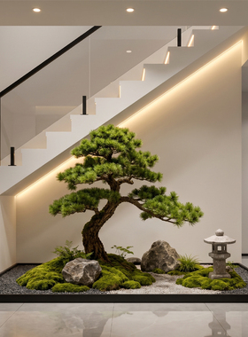 仿真迎客松大型假树松树仿生绿植造景高端轻奢室内外景观植物装饰