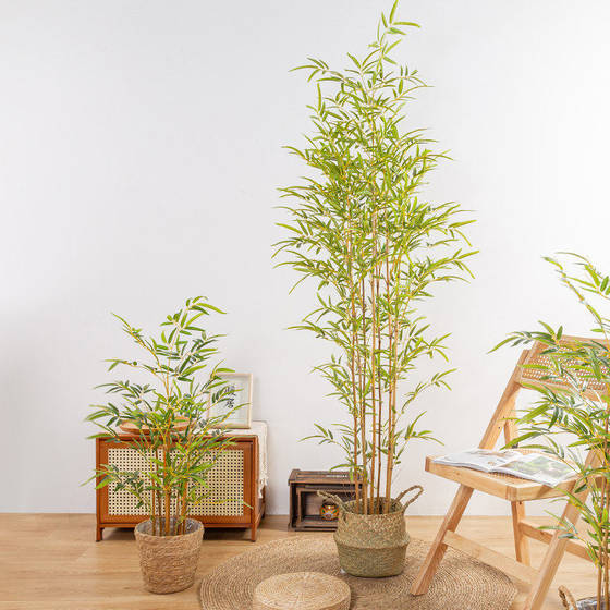 New Chinese style simulated bamboo indoor living room entrance partition courtyard landscape landscaping floor fake green plant decoration