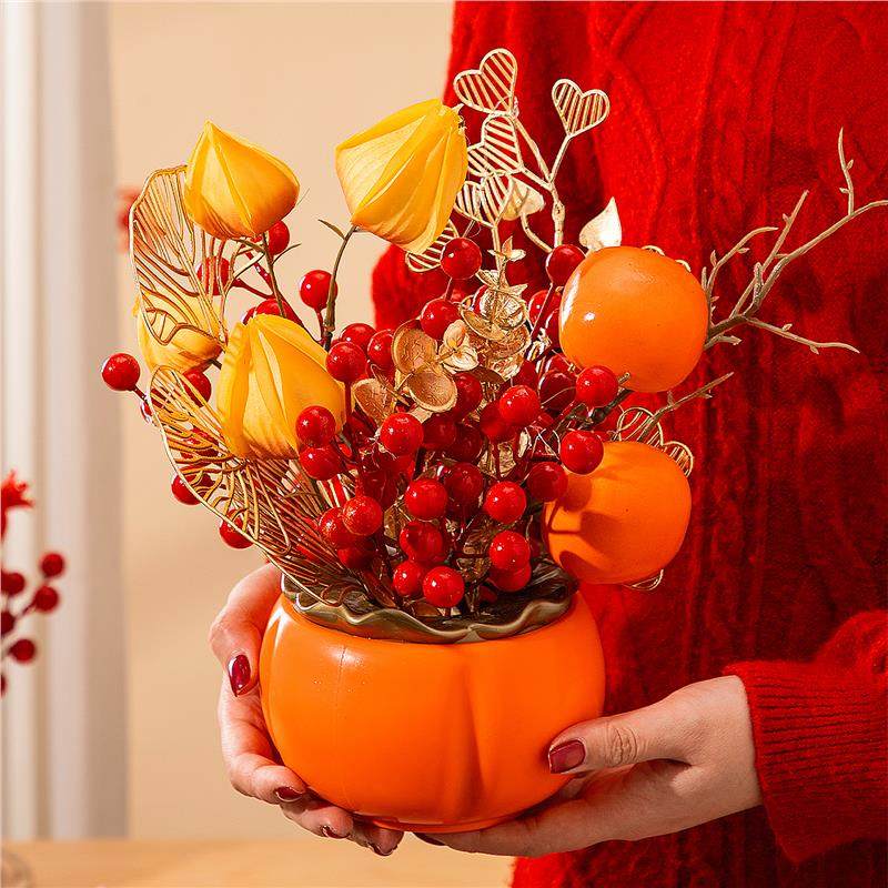 2026新年乔迁柿柿如意摆件春节福桶玄关客厅过年氛围布置发财果,淘宝优惠券,粉丝福利购,淘宝优惠卷