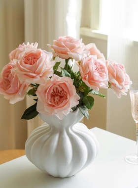 高端逼真保湿手感荔枝玫瑰花仿真花客厅高档假花餐桌花摆件摆设