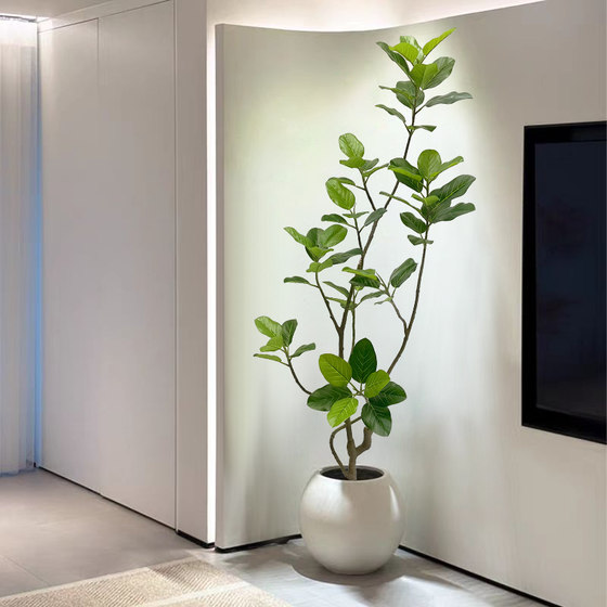 Elegant simulated green plants and large potted plants