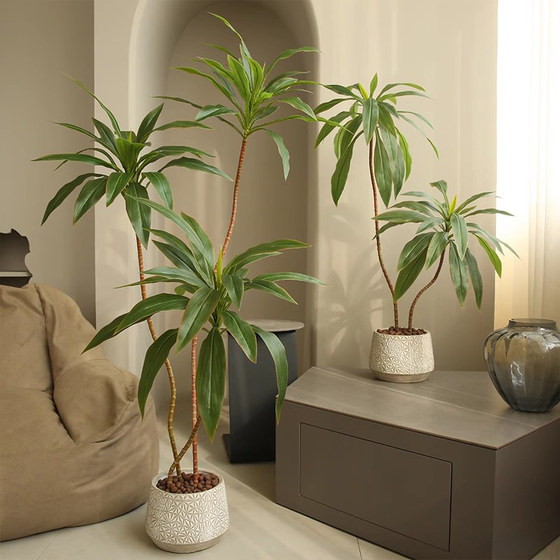 Simulated green leaf red banana fake plant potted plant high-end
