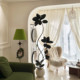 Simulated green plant black diamond rubber tree living room interior