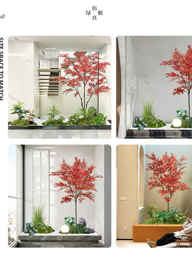 仿真红枫树绿植造景组合橱窗装饰假植物景观庭院布置玄关室内绿枫