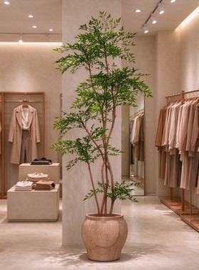仿真绿植南天竹高端轻奢室内装饰落地盆栽假绿植装饰仿真室内摆件