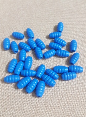 蓝色橄榄珠/螺纹木珠DIY散珠