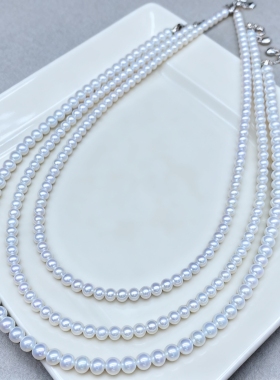 天然淡水真珍珠项链近正圆极光近无暇4-7mm点位珍珠颈链高档礼物