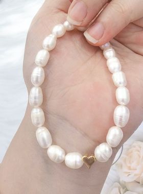 淡水珍珠手链浅螺纹高亮轻奢小众精致高级感手串送女友生日礼物