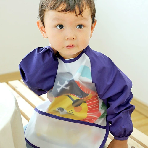 Детский водонепроницаемый нагрудник для еды, демисезонный лонгслив, фартук, анти-грязь, с карманом