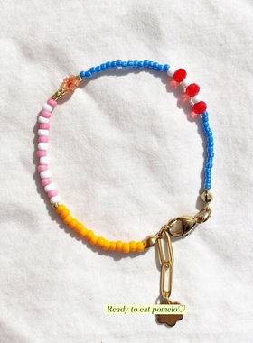 水晶花朵彩色可爱童趣少女手链